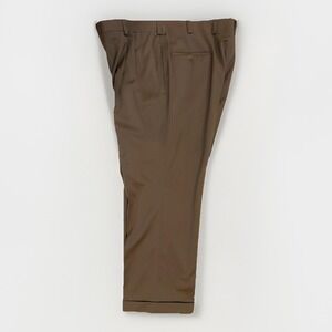 Oxxford  Bespoke Olive Pleated Front Wool Dress Pants - 38x28